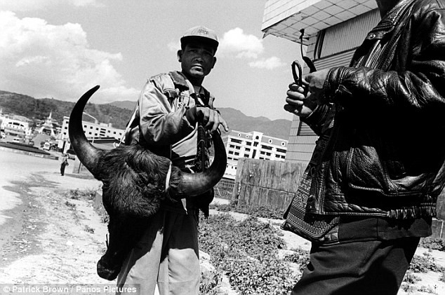 Người dân địa phương ở Mong La, bang Shan, Ấn Độ chuyên cung cấp các bộ phận của động vật hoang dã cho thị trường chợ đen. Người đàn ông ở bên phải bức hình còn thu thập được cả dương vật của hổ và mật gấu.