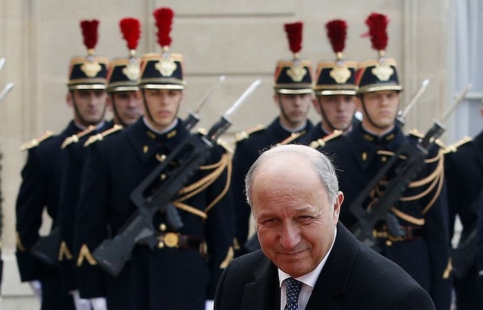 Ngoại trưởng Pháp Laurent Fabius trong chuyến thăm Kiev ngày 7/6.