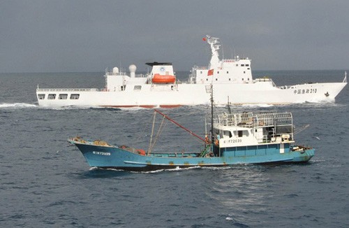 Tàu Ngư chính 310 bảo vệ tàu cá Trung Quốc. Hình minh họa.