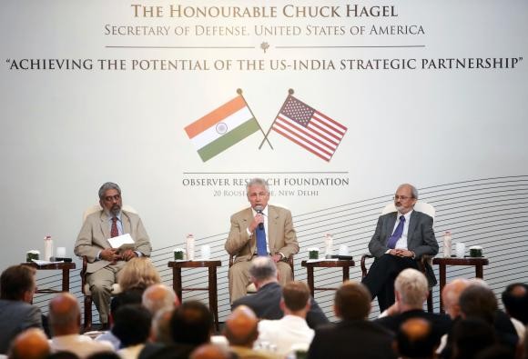 Bộ trưởng Chuck Hagel tại Ấn Độ.
