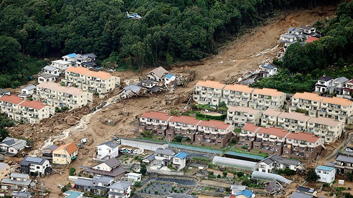 Hiện trường lở đất tại Hiroshima.
