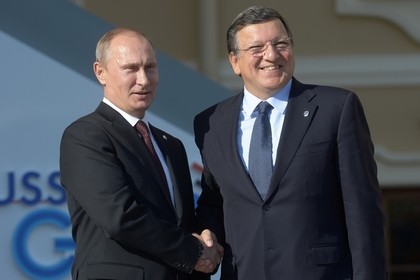 Tổng thống Nga Vladimir Putin và Chủ tịch Ủy ban châu Âu Jose Manual Barroso.