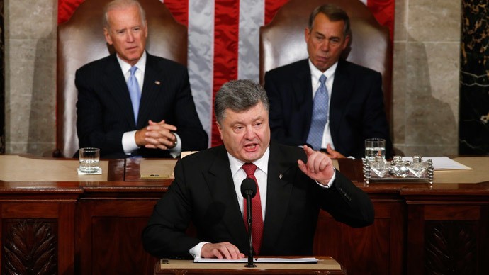 Tổng thống Ukraine Petro Poroshenko phát biểu tại Quốc hội Mỹ.