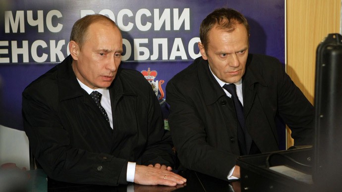 Vladimir Putin và Thủ tướng Ba Lan Donald Tusk năm 2008.