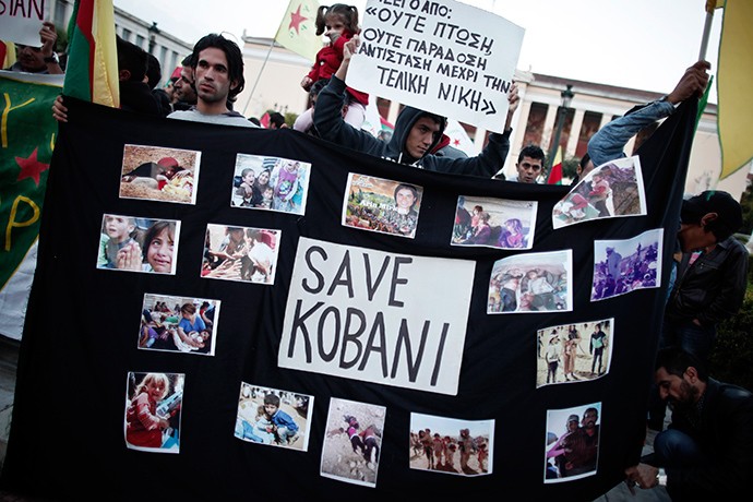 Người Kurd biểu tình tại Athens, Hy Lạp.