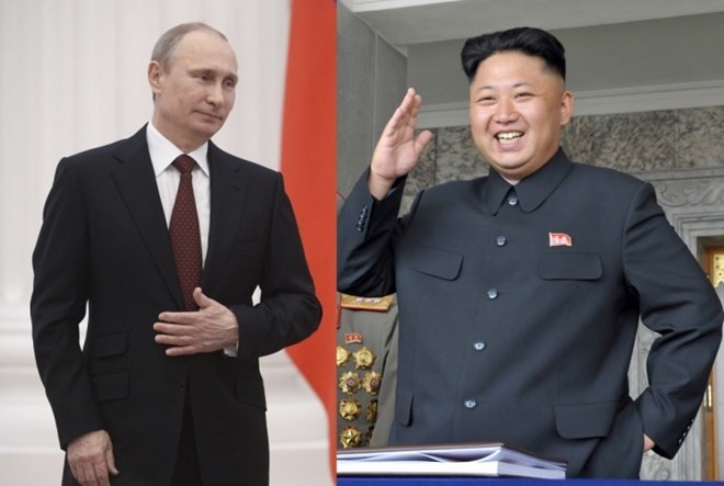 Tổng thống Nga Vladimir Putin và lãnh đạo Triều Tiên Kim Jong-un.