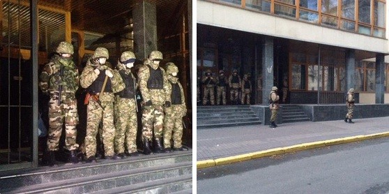 Đội quân bí mật được tin là quân đội riêng của tỷ phú Kolomoisky vẫn kiểm soát trụ sở Ukrtransnafta ở Kiev bất chấp kêu gọi giải giáp của Tổng thống Petro Poroshenko.