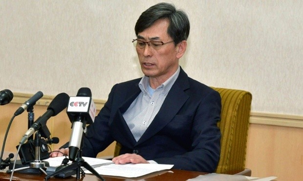 Ông Kim Kuk-gi trong cuộc họp báo tại Bình Nhưỡng. Ảnh: KCNA / Reuters