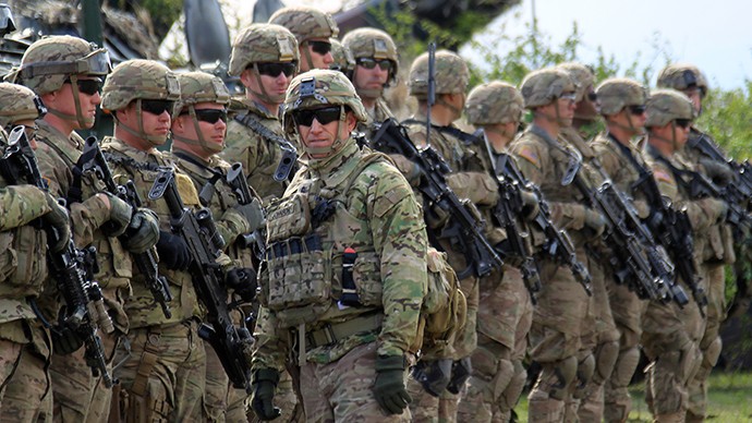 Quân đội Mỹ tham gia tập trận &quot;Wind Spring 15&quot; hôm 21/4/2015. Ảnh RT