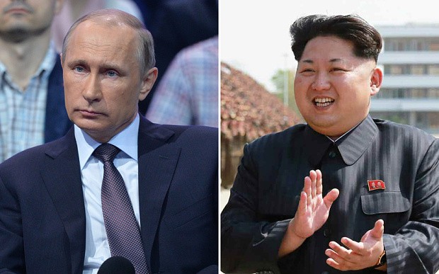 Tổng thống Nga Vladimir Putin và lãnh đạo Triều Tiên Kim Jong-un.