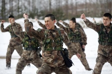 Binh sĩ Trung Quốc tham gia huấn luyện.