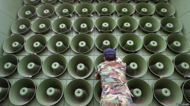 Sự cố vừa qua cho thấy quân đội Mỹ-Hàn Quốc có thể phát triển chiến tranh tâm lý chống lại Triều Tiên thông qua hệ thống loa phát thanh. Ảnh Yonhap