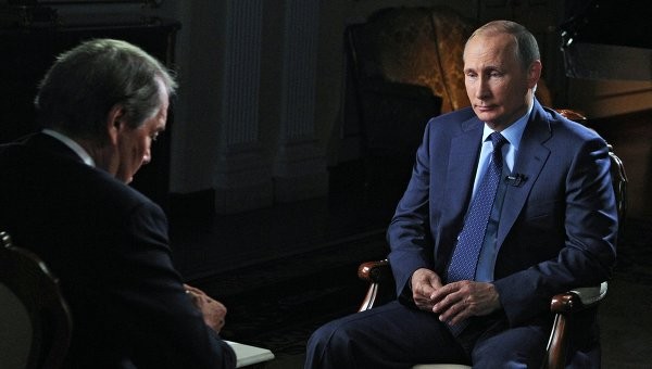 Tổng thống Nga Vladimir Putin trả lời phỏng vấn truyền thông Mỹ. Ảnh Rian.