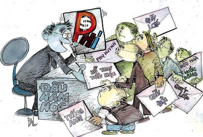 Có quá nhiều khoản tiền mà phụ huynh đang phải đóng hàng tháng (Ảnh minh họa Giadinh.net)
