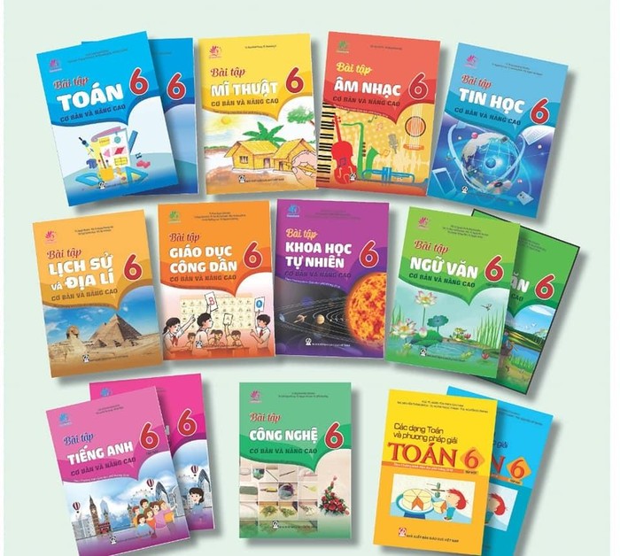 Bộ sách lớp 6 cho năm học tới có 15 cuốn bài tập (Ảnh chụp từ website Nhà xuất bản giáo dục Việt Nam)