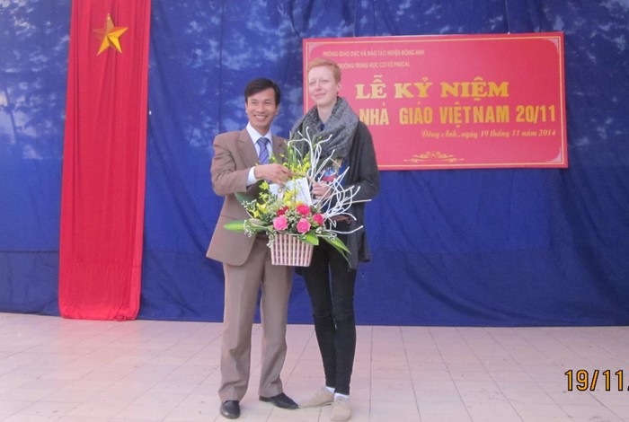 Thầy Trương Văn Diện trong dịp kỷ niệm Ngày Nhà giáo Việt Nam 20/11 tại Trường THCS Pascal