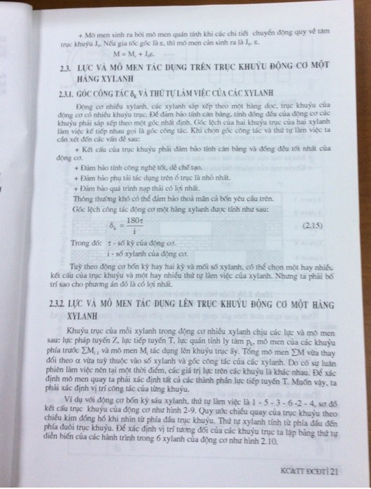 Trang 21 Sách &quot;Kết cấu và tính toán động cơ đốt trong&quot;. Ảnh: Lại Bá Ất
