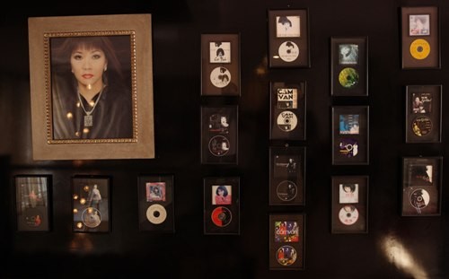 Cận cảnh góc trưng bài những hình ảnh và album ca nhạc của ca sĩ Cẩm Vân. Tất cả được sắp xếp vô cùng đẹp mắt.