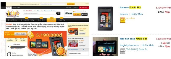 Với sản phẩm Kindle Fire tại 1top.vn, sau khi được giảm giá 9% so với giá gốc là 5.700.000đ , khách hàng vẫn mua đắt hơn nơi khác gần 100.000đ