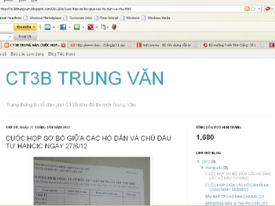 Blog ct3btrungvan.blogspot.com được cư dân lập để tố Cty Hạ Long.