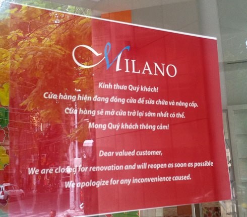 Tương tự hai cửa hàng ở Hà Nội, Gucci và Milano ở khách sạn Sheraton, TP HCM cũng đóng cửa từ đầu tháng 5.