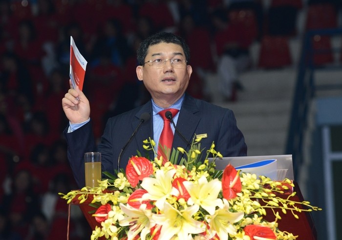 Chủ tịch HĐQT VietinBank Phạm Huy Hùng chia sẻ về các giá trị văn hoá VietinBank - Ảnh: Mạnh Thắng