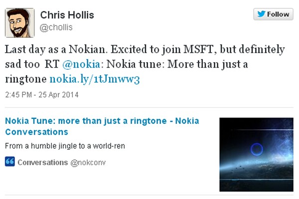 Ngày cuối cùng được là người Nokia. Rất vui khi gia nhập Microsoft nhưng vẫn không khỏi buồn