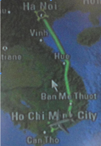 Quỹ đạo đường bay hình con rắn chụp trên máy bay A321 của VNA tuyến Hà Nội- TP.Hồ Chí Minh ngày 23/7/2014. Ảnh: TS Trần Đình Bá.