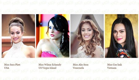 Hình ảnh Cao Thùy Linh (phải) trên trang web của Miss Grand International.