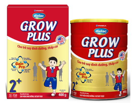 Dielac Grow Plus mang đến 4 lợi ích nổi trội cho trẻ suy dinh dưỡng thấp còi: Tăng cân và chiều cao; Tăng sức đề kháng; Phát triển não bộ; Tăng cường tiêu hóa hấp thu.