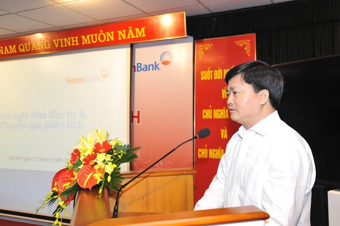 Tổng Giám đốc VietinBank Lê Đức Thọ chia sẻ thông tin tại Hội nghị.