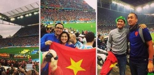 Nhiều người cho rằng vợ chồng Hà Tăng chơi trội khi mang cờ tổ quốc vào sân vận động tại Brazil