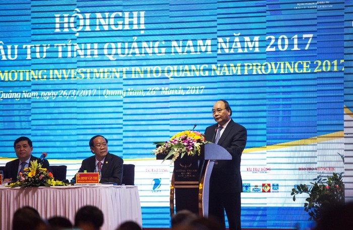 Thủ tướng Nguyễn Xuân Phúc kêu gọi các nhà đầu tư vào Quảng Nam. Ảnh: TT