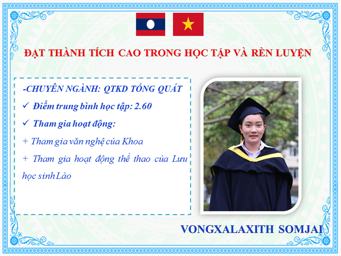 Vongxalaxith Somjai, lớp 40K02 (chuyên ngành Quản trị kinh doanh tổng quát) cảm ơn các thầy, cô bạn bè Việt Nam. Ảnh: TH
