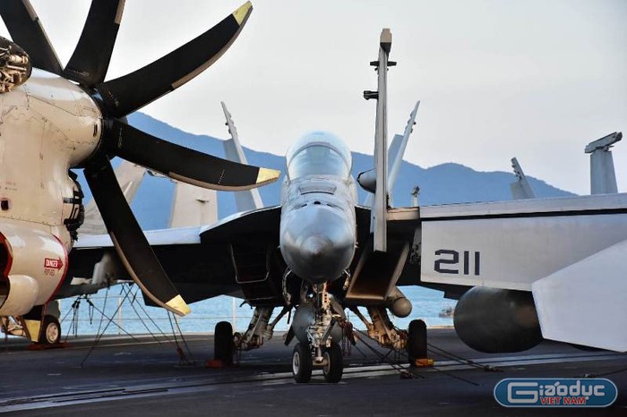 Tàu sân bay USS Carl Vinson có thể mang theo nhiều loại máy bay chiến đấu khác nhau, trong đó có cả máy bay tác chiến điện tử, tiêm kích bom...