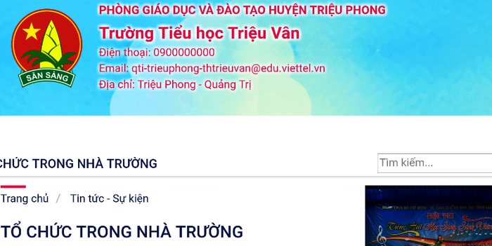 Trên website của Trường tiểu học Triệu Vân vẫn chưa công bố Hiệu trưởng mới. Ảnh: NP