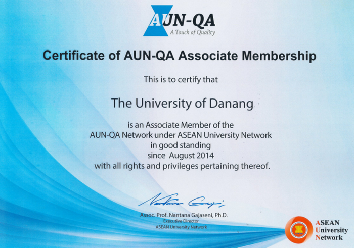 Mạng lưới đảm bảo chất lượng các trường đại học khu vực Đông Nam Á chứng nhận bốn chương trình của Đại học Bách khoa Đà Nẵng đạt chuẩn AUN-QA.
