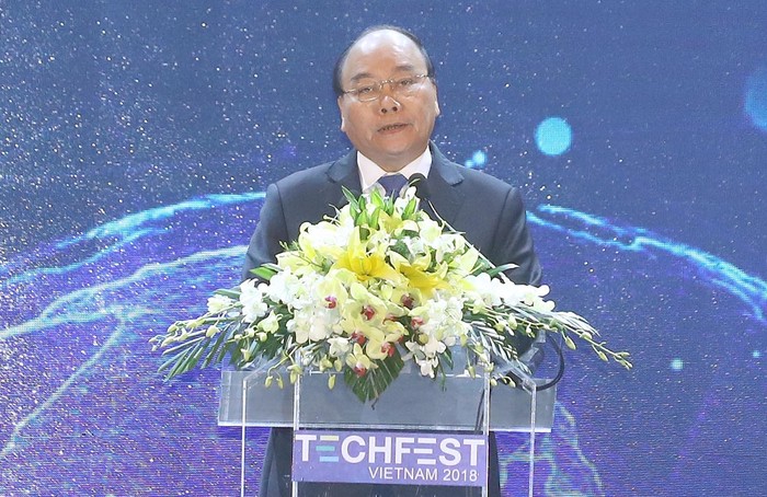 Thủ tướng Nguyễn Xuân Phúc phát biểu tại lễ khai mạc ngày hội khởi nghiệp đổi mới - sáng tạo quốc gia 2018.
