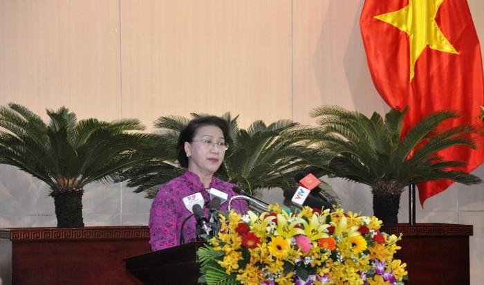 Chủ tịch Quốc hội Nguyễn Thị Kim Ngân bày tỏ tin tưởng Đà Nẵng sẽ có niềm tin mới, khí thế mới để phát triển. Ảnh: TT