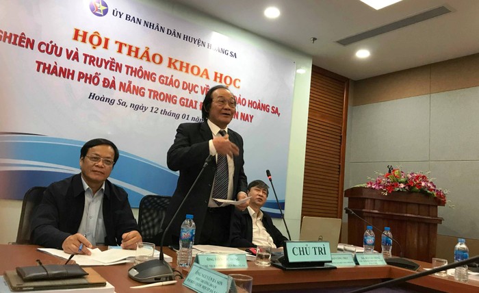 Tiến sĩ Trần Công Trục - nguyên trưởng Ban Biên giới Chính phủ nói về chủ quyền của Việt Nam đối với quần đảo Hoàng Sa. Ảnh: AN