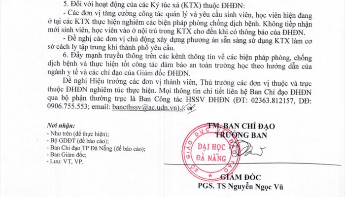 Đại học Đà Nẵng lên phương án sẵn sàng sử dụng ký túc xá làm khu cách ly tập trung khi thành phố có yêu cầu. Ảnh: AN