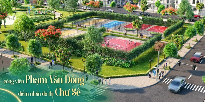 Công viên Phạm Văn Đồng mang lại tiện ích sống cho người dân đô thị mới. Ảnh: GH