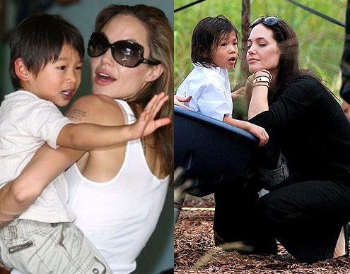 Pax Thiên trong vòng tay mẹ nuôi - Angelina Jolie.