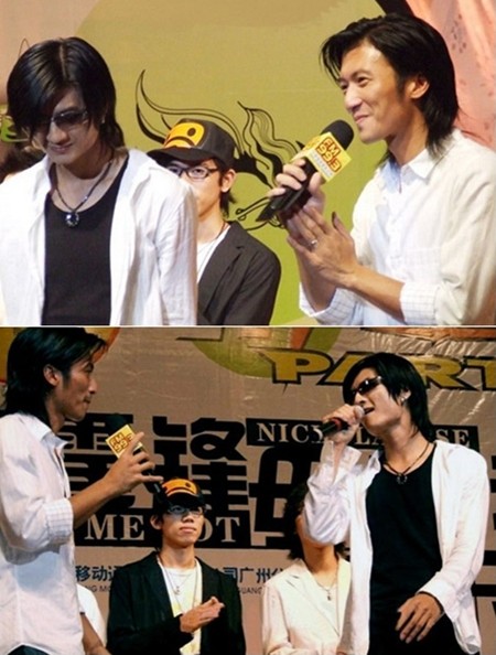 Huỳnh Ninh từng hát với Tạ Đình Phong trong một buổi biểu diễn của ngôi sao Hong Kong năm 2006. Ảnh: Sina.