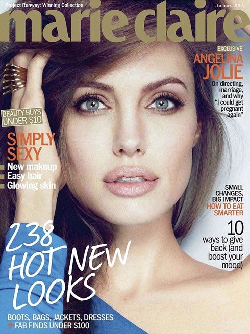Angelina Jolie trên tạp chí Marie Claire số tháng 1/2012.