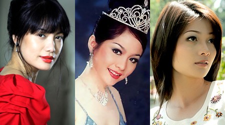 Các hoa hậu Trương Ngọc Ánh, Nguyễn Thiên Nga, Hoàng Thị Yến (từ trái sang phải) cũng cùng tuổi Bính Thìn, sinh năm 1976.