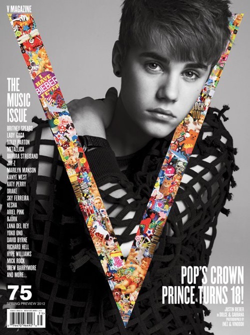 Justin Bieber vừa có bộ ảnh mới trên tạp chí V. Đây là lần đầu tiên cậu lên bìa tạp chí này - nơi sản sinh ra những bức hình "quái" của các ngôi sao.