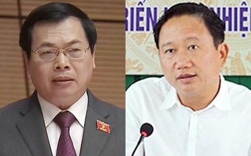 Nguyên Bộ trưởng Bộ Công Thương Vũ Huy Hoàng (bên trái) và ông Trịnh Xuân Thanh (Ảnh: vneconomy.vn).