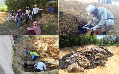 Đoàn thanh tra về kiểm tra vụ chôn chất thải của Formosa, Hà Tĩnh (Ảnh: giaoduc.net.vn).