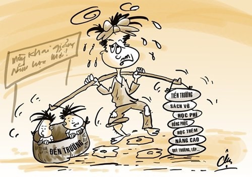Gánh nặng học phí đang đè nặng lên vai các phụ huynh (Ảnh minh họa trên giaoduc.net.vn).